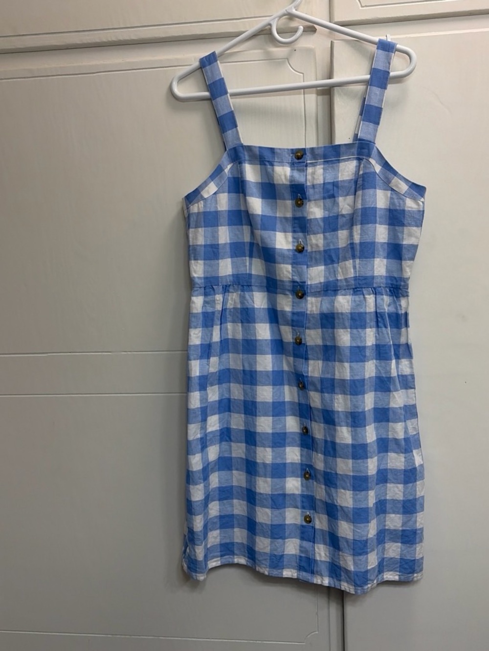 J. Crew Blue and White Gingham Button-Front Sundress